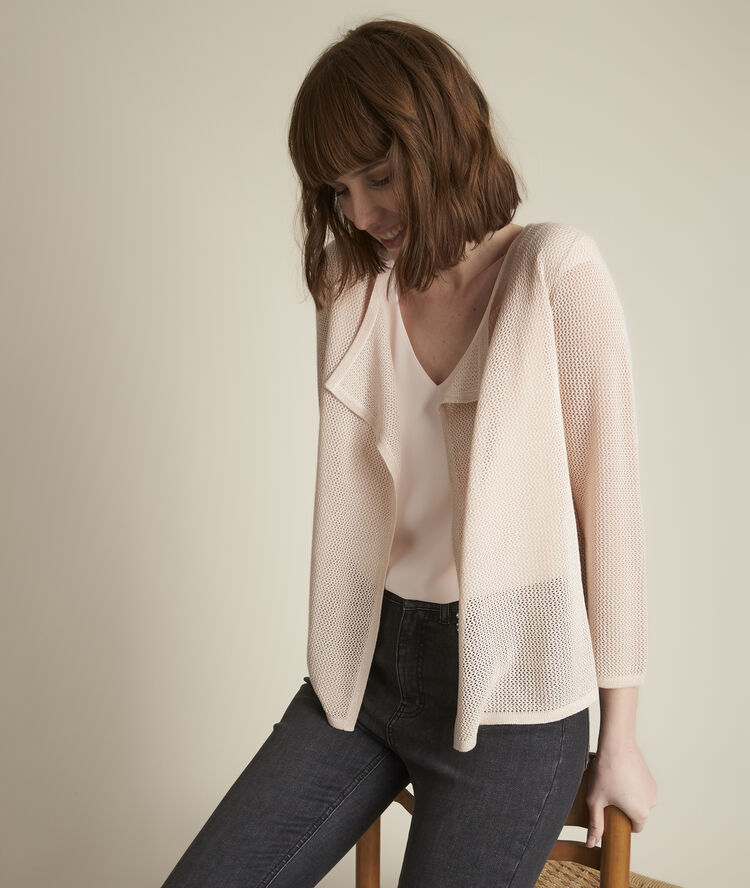 Gilet ajour&eacute; nude noisette nude.