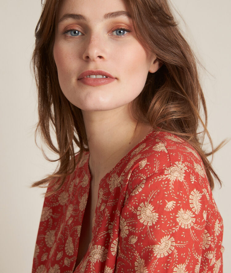 Blouse imprimée en coton biologique edwige tomette.