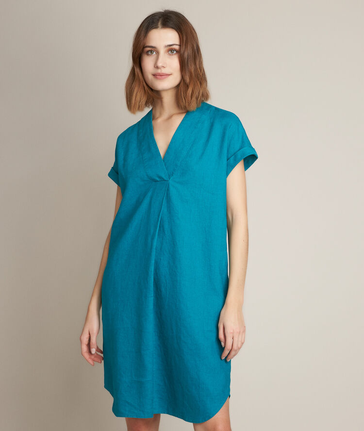 Robe en lin verte christina t&uuml;rkis.