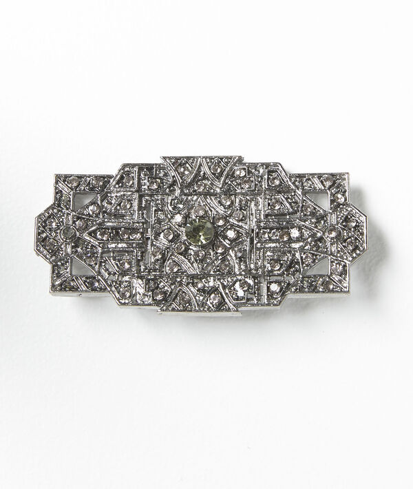 Broche argentée et pierres noires Xian | 1-2-3 Broche argentée et pierres noires Xian PhotoZ | 1-2-3