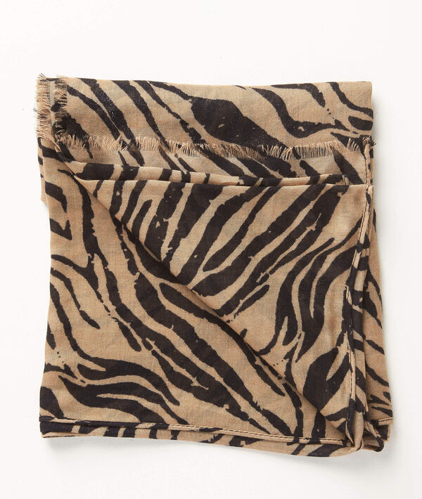 Camelfarbenes Halstuch mit Zebraprint Ange | 1-2-3 Camelfarbenes Halstuch mit Zebraprint Ange PhotoZ | 1-2-3