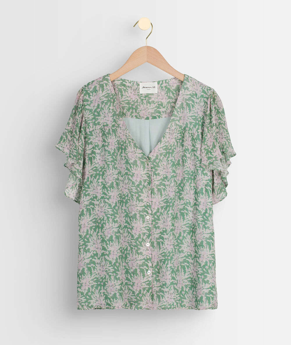 Blouse imprimée mauve pâle elou mauve pale.