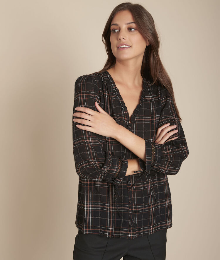 Geruite blouse molly noir.