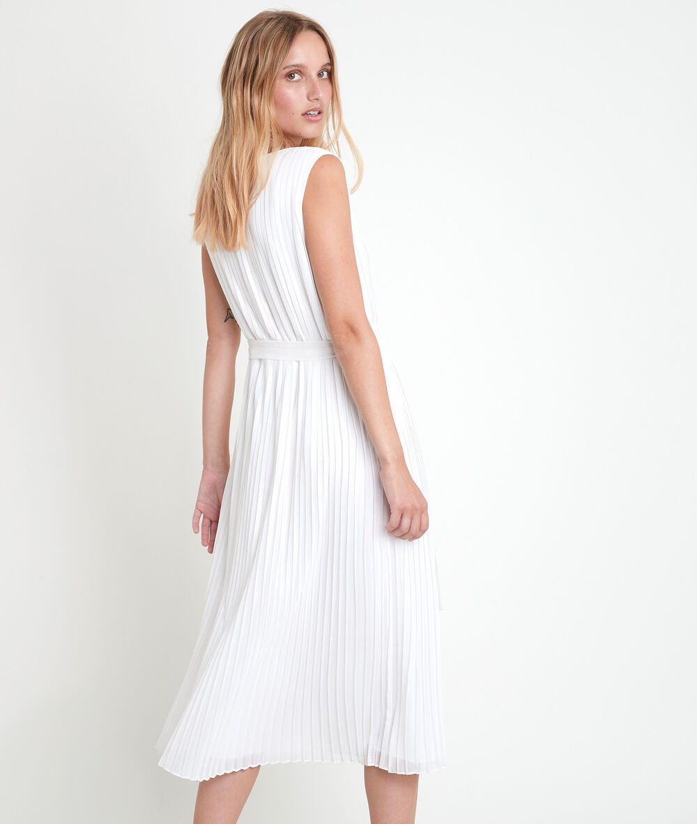 Robe plissée écrue irisée marlène ecru.