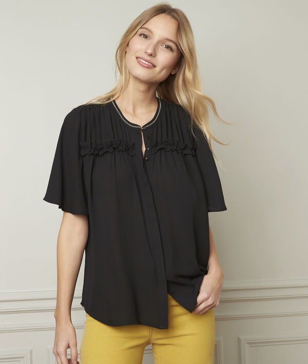 Blouse noire détails fantaisie Vitali | 1-2-3 Blouse noire détails fantaisie Vitali PhotoZ | 1-2-3
