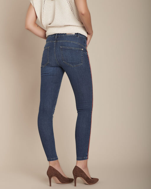 L'audacieux skinny jean rayé stone used sally delave clair.
