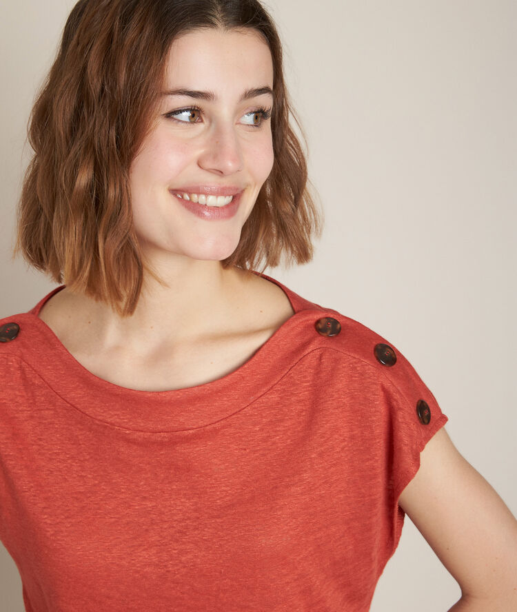 Tee-shirt en lin brique royal tomette.