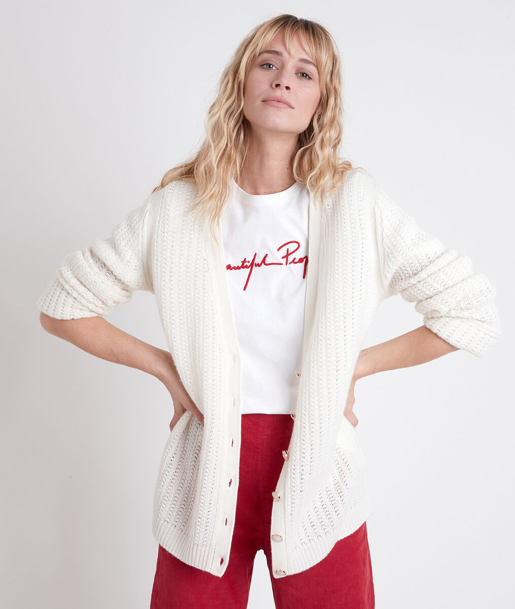 Gilet en laine responsable crème Andrea | 1-2-3 Gilet en laine responsable crème Andrea PhotoZ | 1-2-3