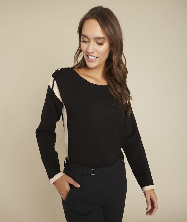 Pull noir bicolore Feria | 1-2-3 Pull noir bicolore Feria PhotoZ | 1-2-3
