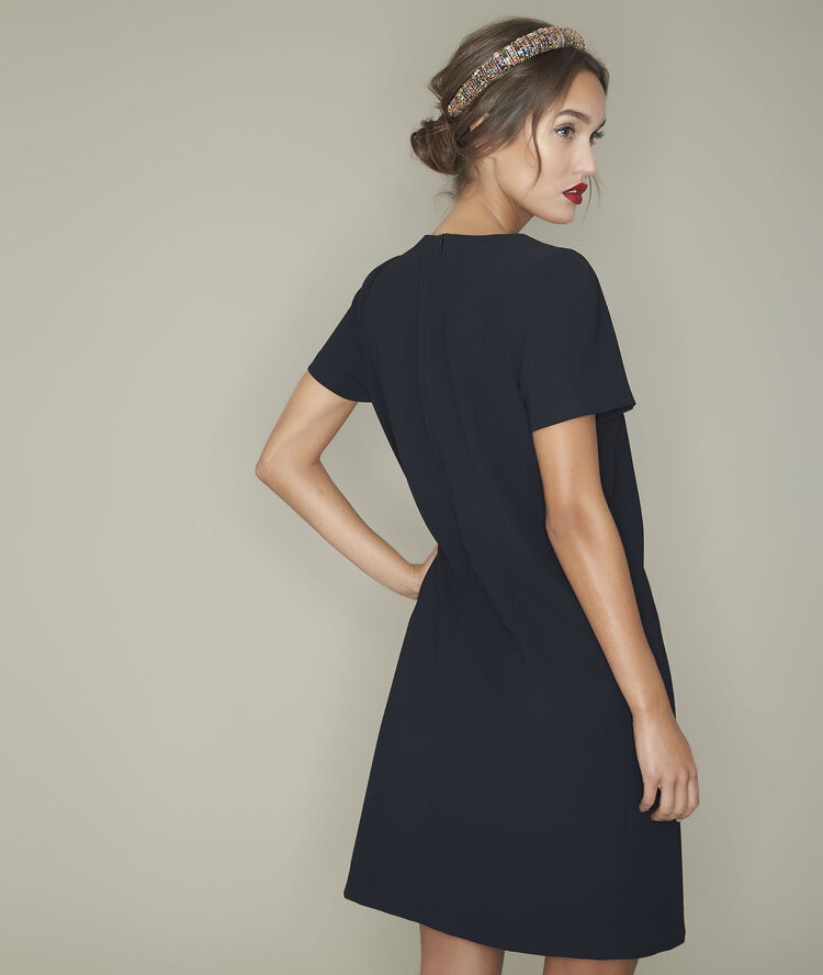 Robe droite détail strass noel noir.