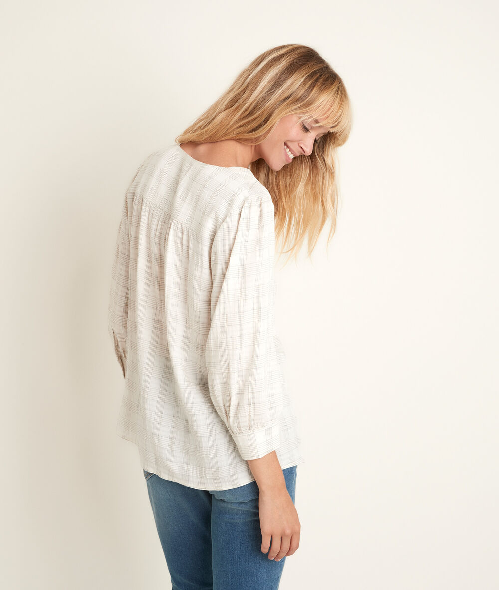 Blouse imprimé carreaux juan creme.