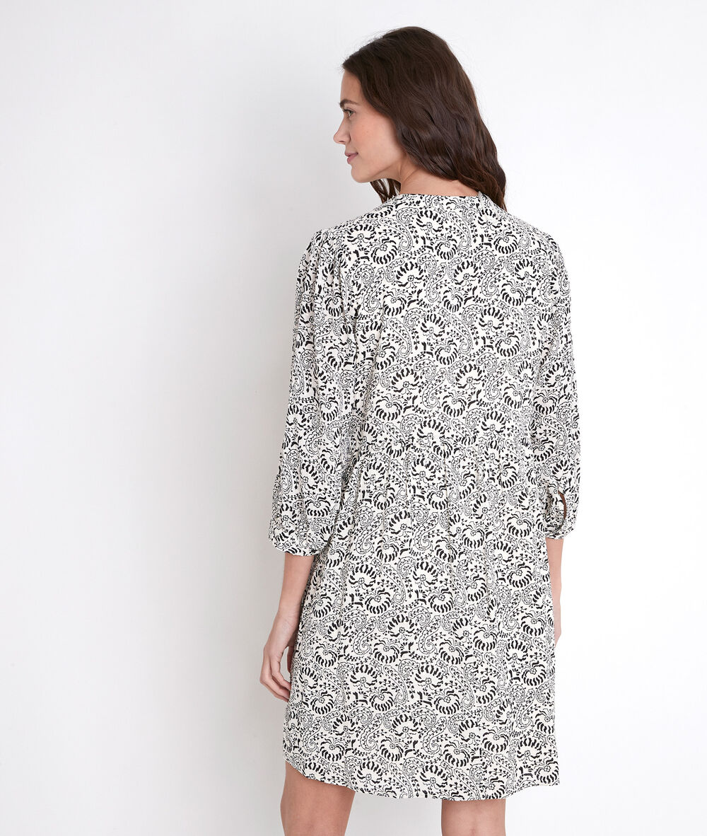 Robe écrue imprimée calypso ecru.