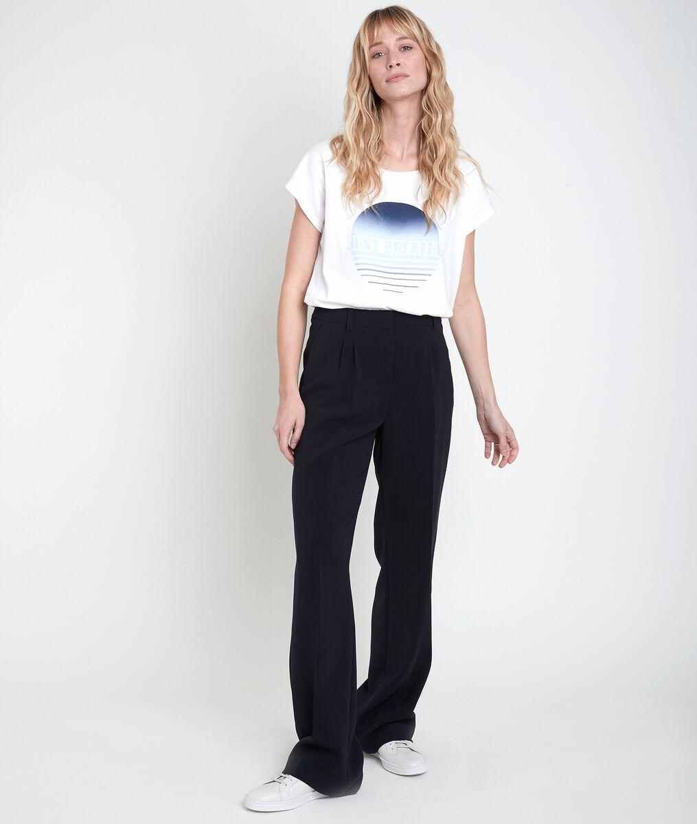 Pantalon marine en microfibre large Marcel | 1-2-3 Pantalon marine en microfibre large Marcel PhotoZ | 1-2-3