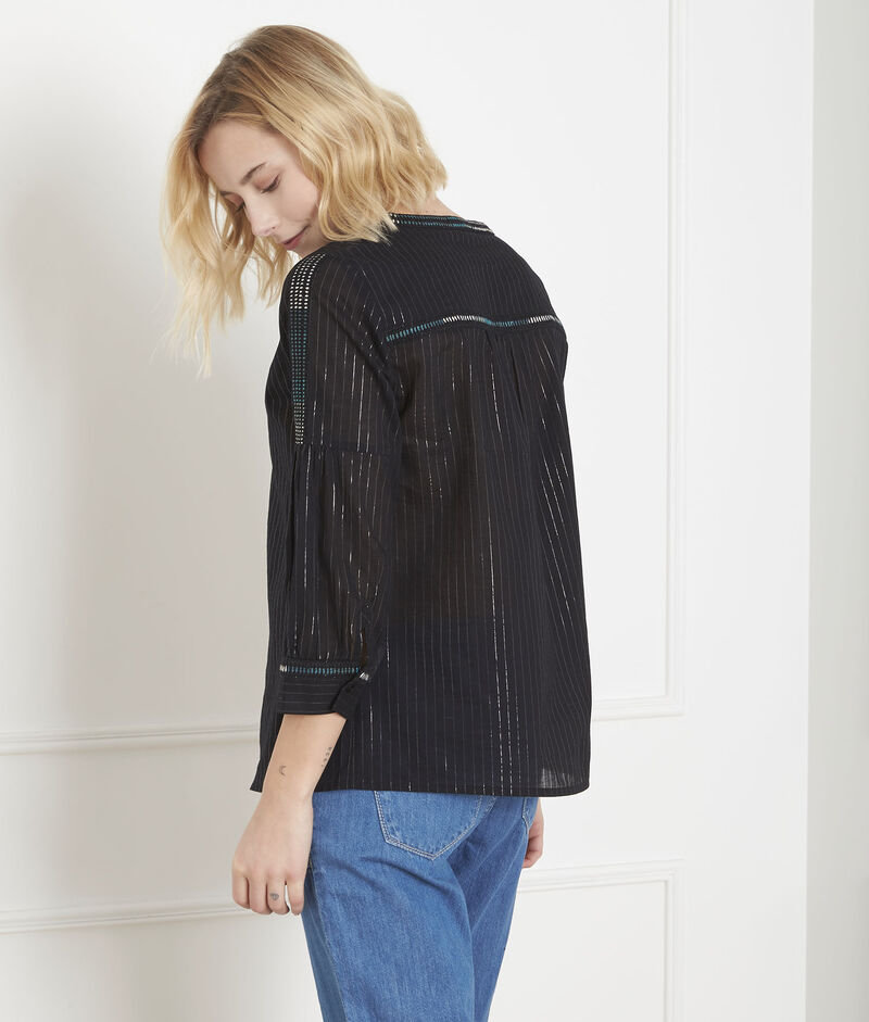 Schwarze bluse mit ethno-stickerei varan schwarz.