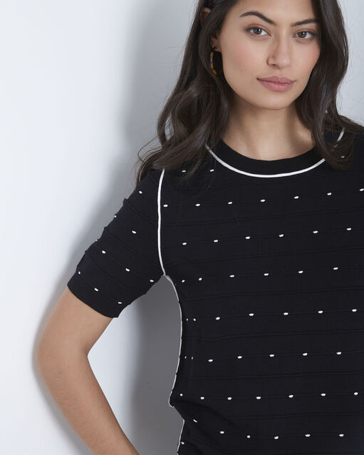 Schwarzer pullover mit relief-strick arles schwarz.