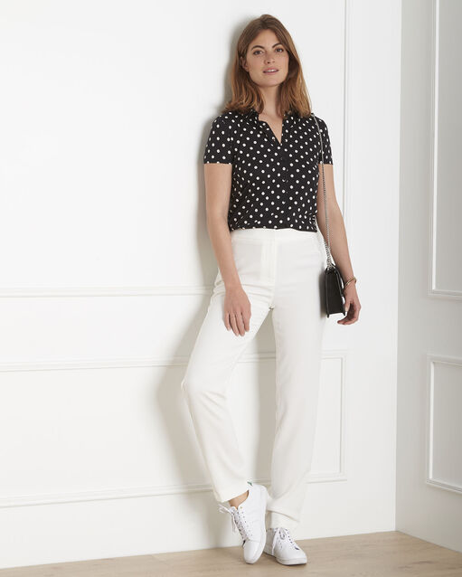 Pantalon blanc cigarette en crêpe hutch blanc casse.