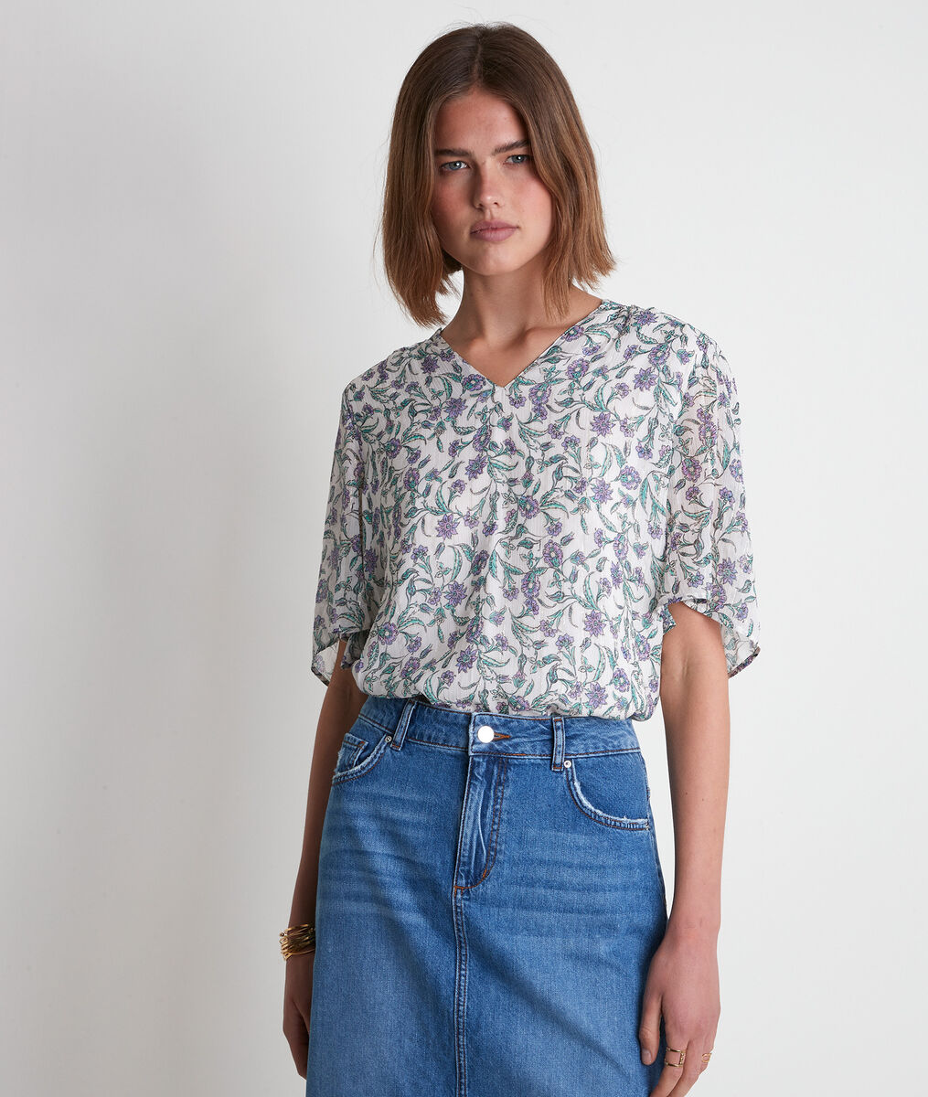 Blouse imprimée écru Tamala | 1-2-3 Blouse imprimée écru Tamala PhotoZ | 1-2-3