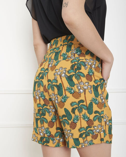 Gelbe shorts mit ananas-print graine havanabraun.