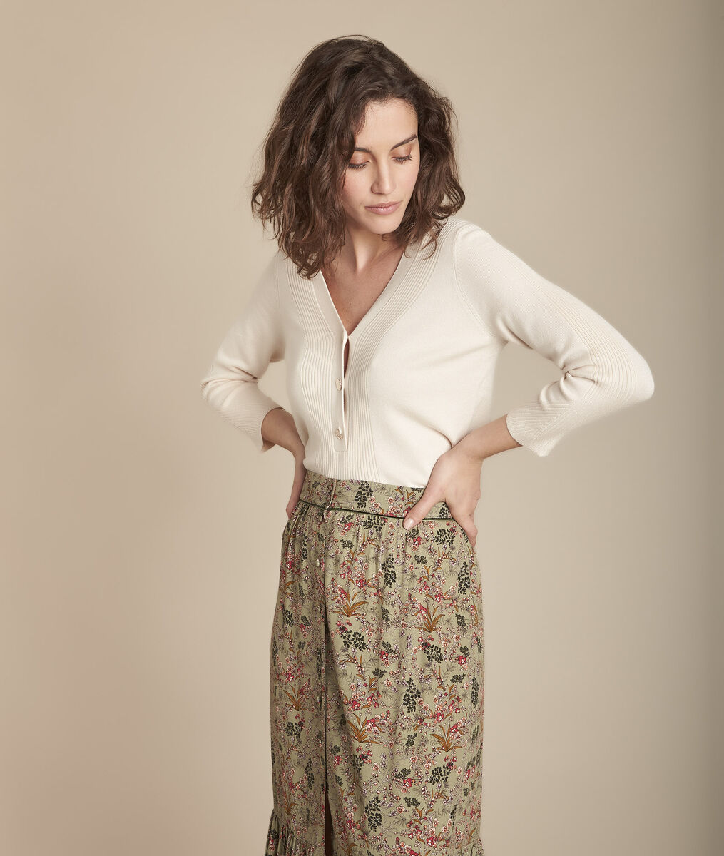 Pull beige jersey et côte Fabienne | 1-2-3 Pull beige jersey et côte Fabienne PhotoZ | 1-2-3