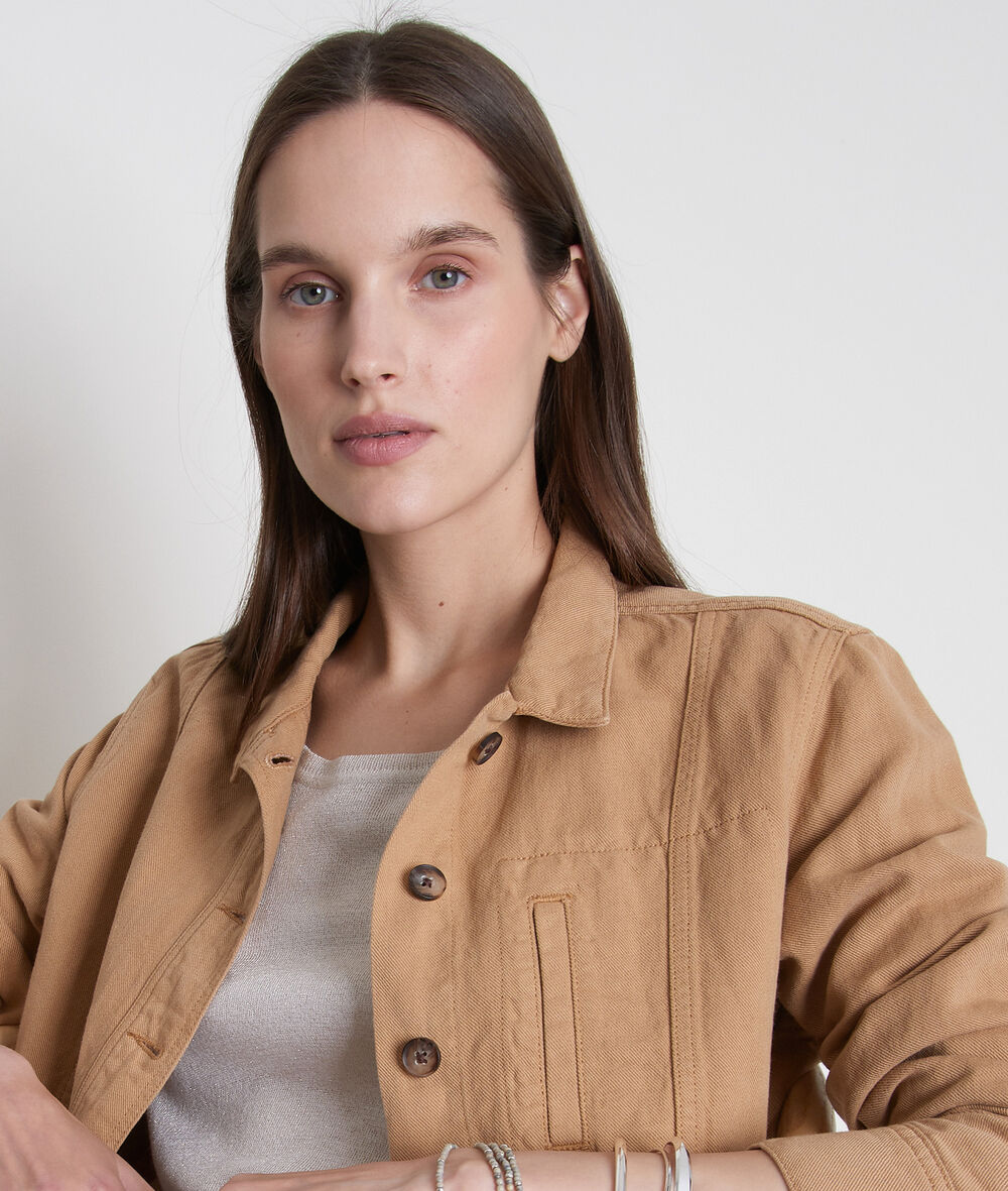Veste de travail en lin et coton camel paolita miel.