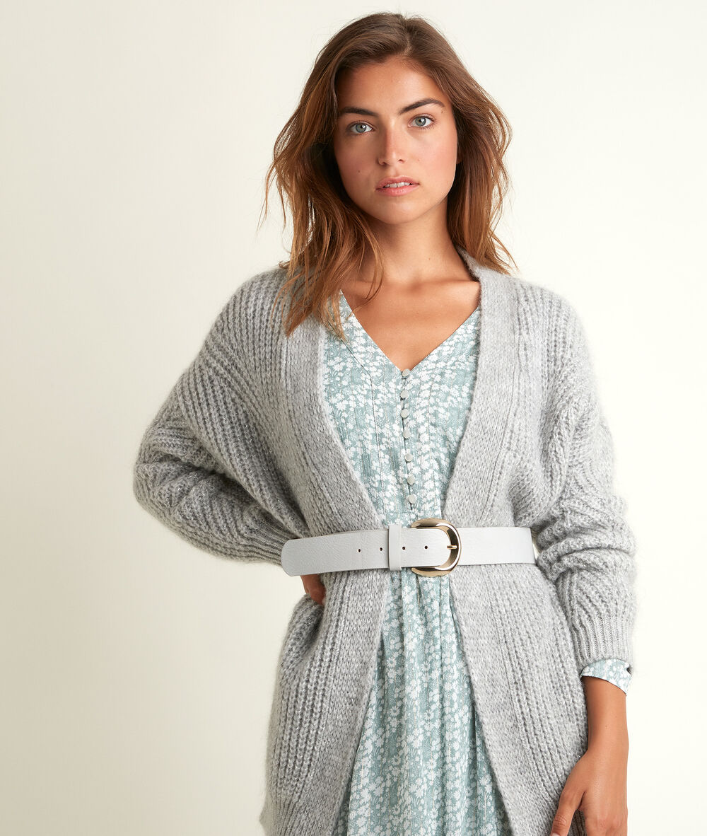 Gilet en mohair mélangé gris rejane gris pale.