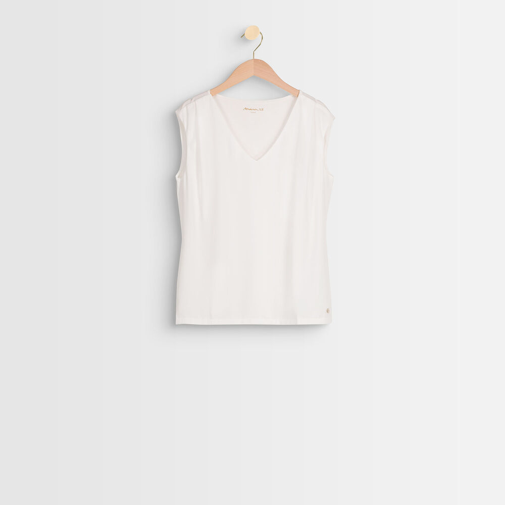 Blouse bimatière col v écru neptune ecru.