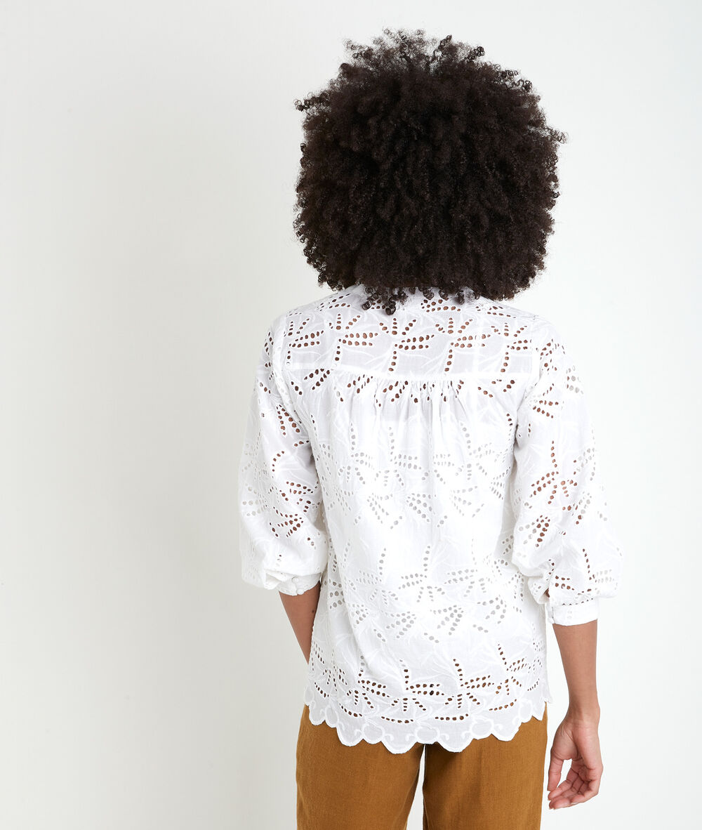 Blouse en coton brodé écru tebene ecru.