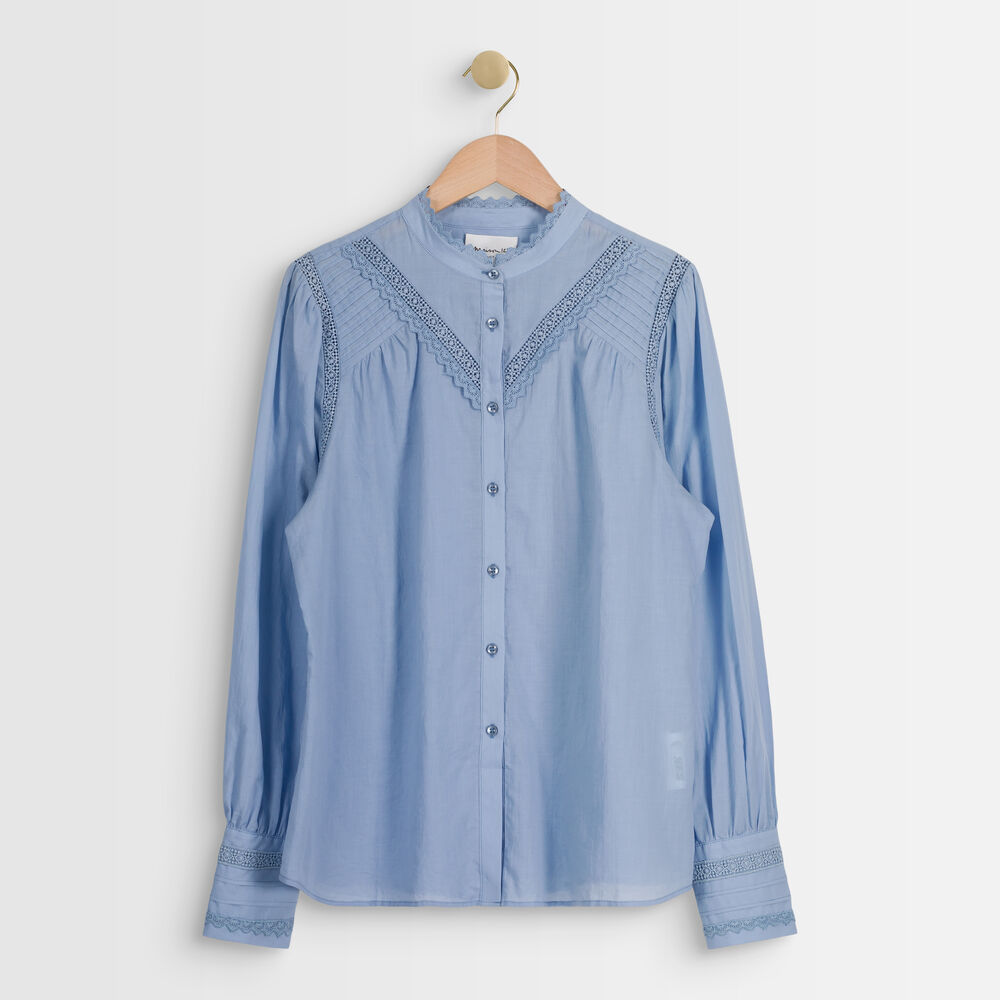 Lavendelblaue bestickte bluse aus baumwolle johana lavande.