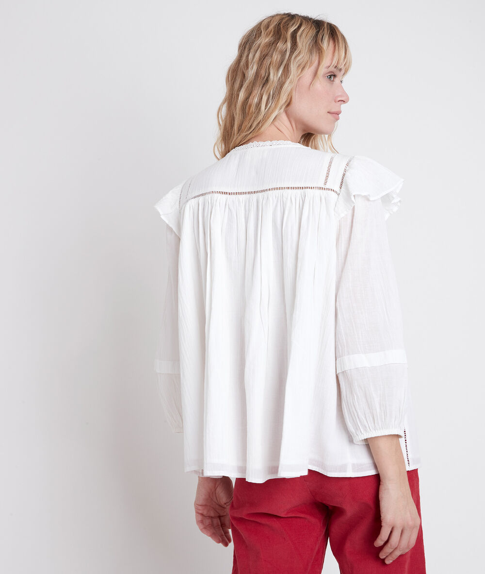 Blouse en coton dentelle écrue talia ecru.