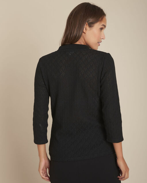 Tee-shirt polo ajouré come noir.
