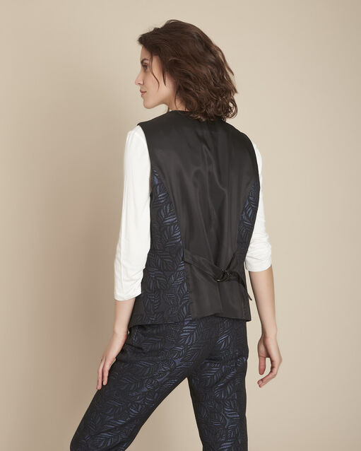 Gilet sans manches marine jacquard bleuet marine.