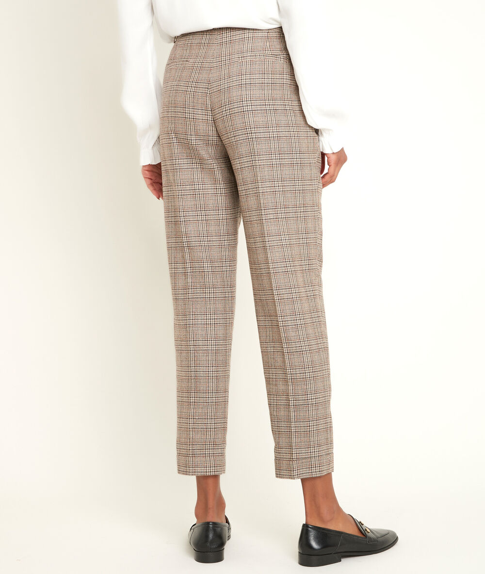 Pantalon carotte à carreaux max camel clair.