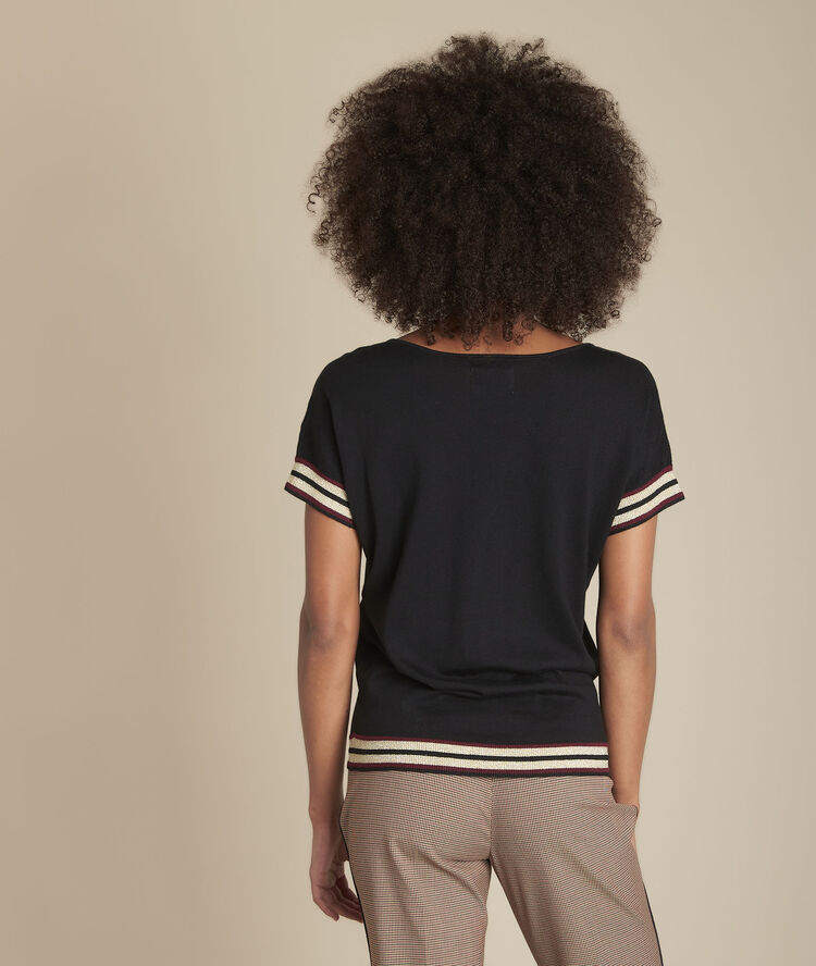 Pull noir rayures lurex faly noir.