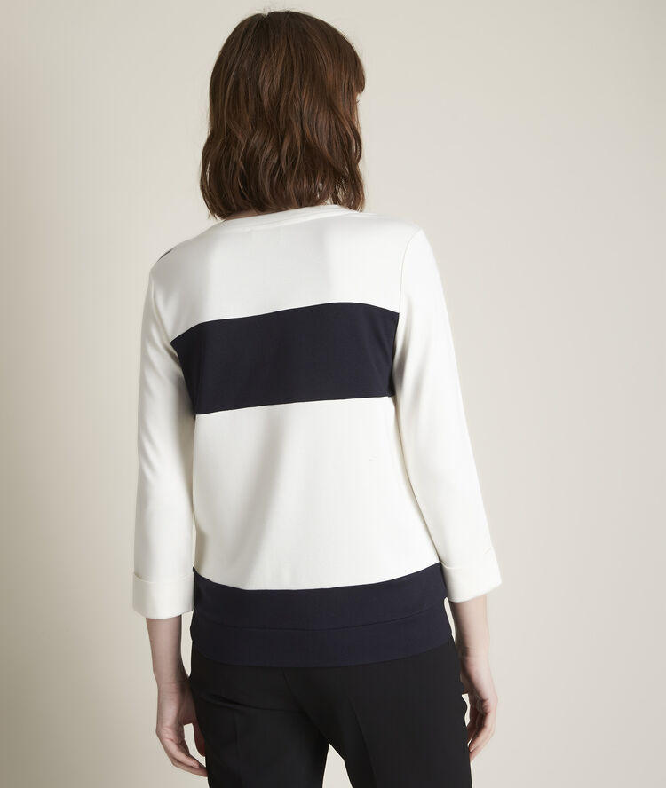 Sweat rayé rivage ecru.