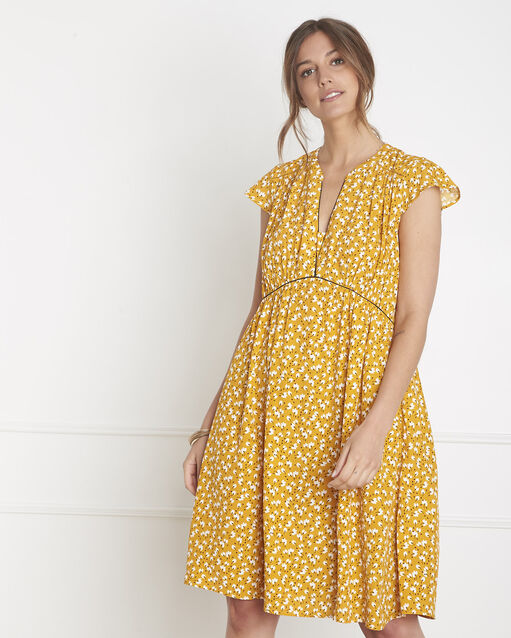 Robe jaune imprimée lemon bouton d`or.
