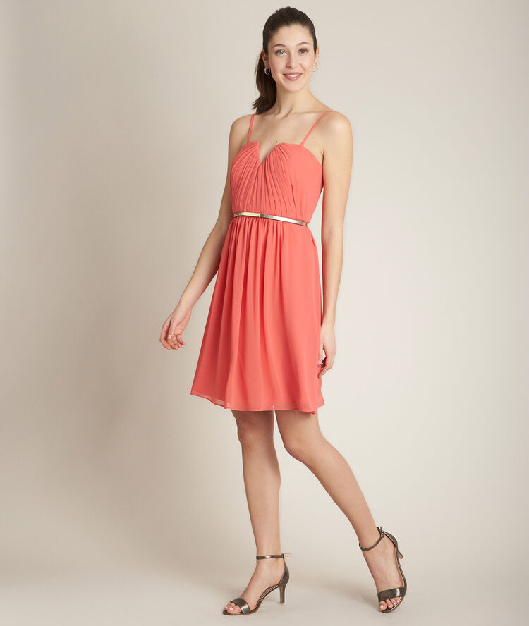 Robe bustier en polyester recyclé orchidée corail.
