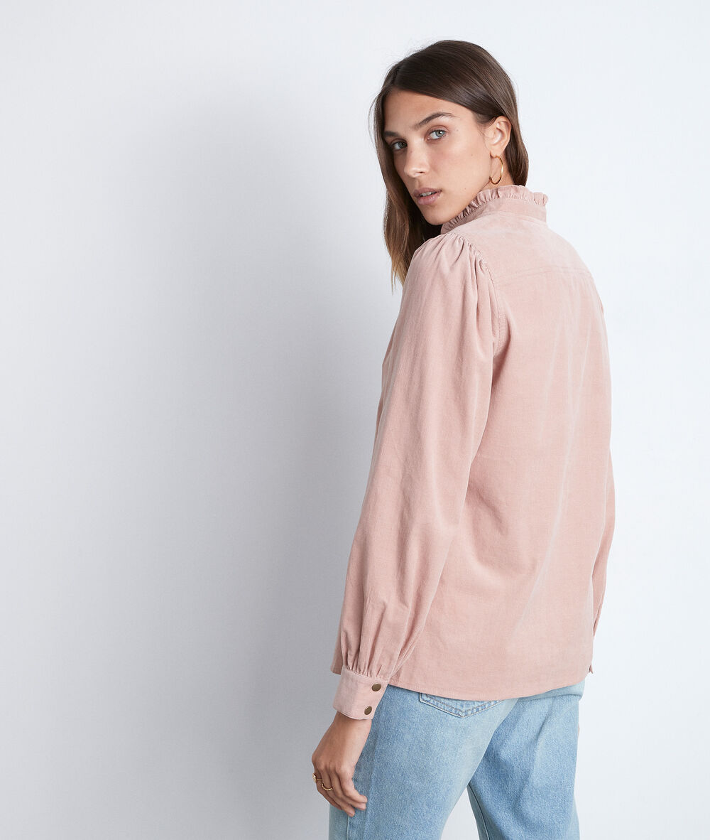 Roze overhemd jeraldine met pofmouwen poudre.