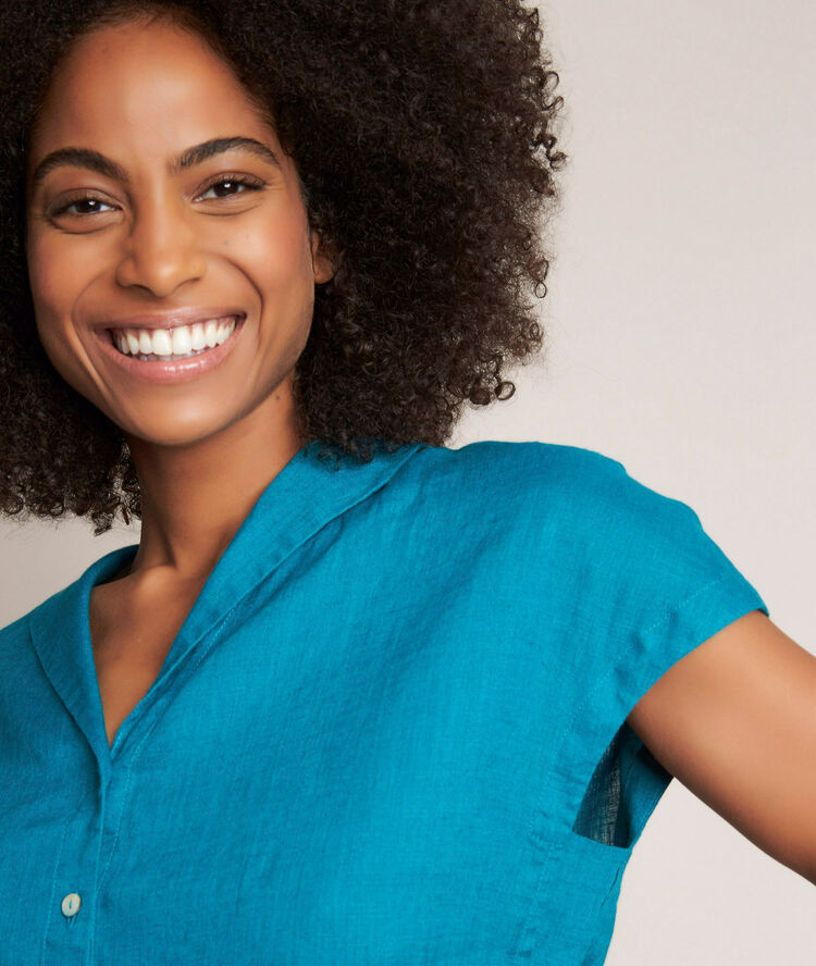 Top en lin estelle turquoise.
