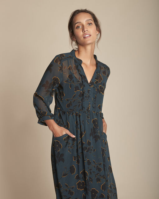 Robe longue imprim&eacute;e ivanie cypres.