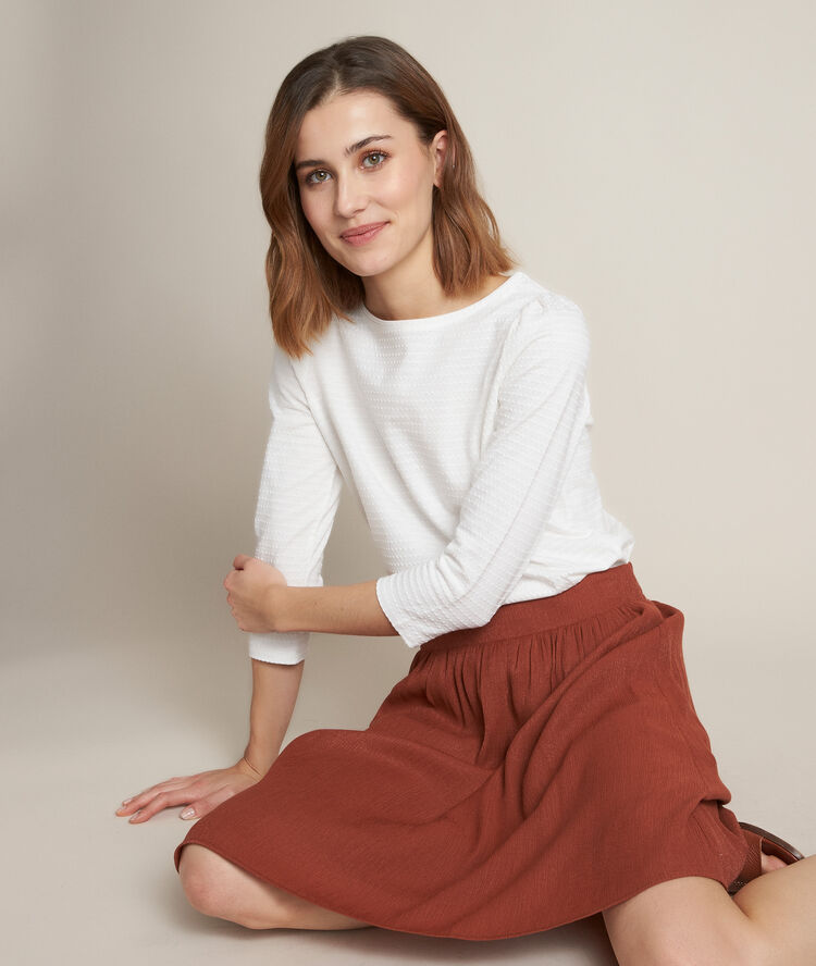 Tee-shirt en coton biologique reglisse bis ecru.