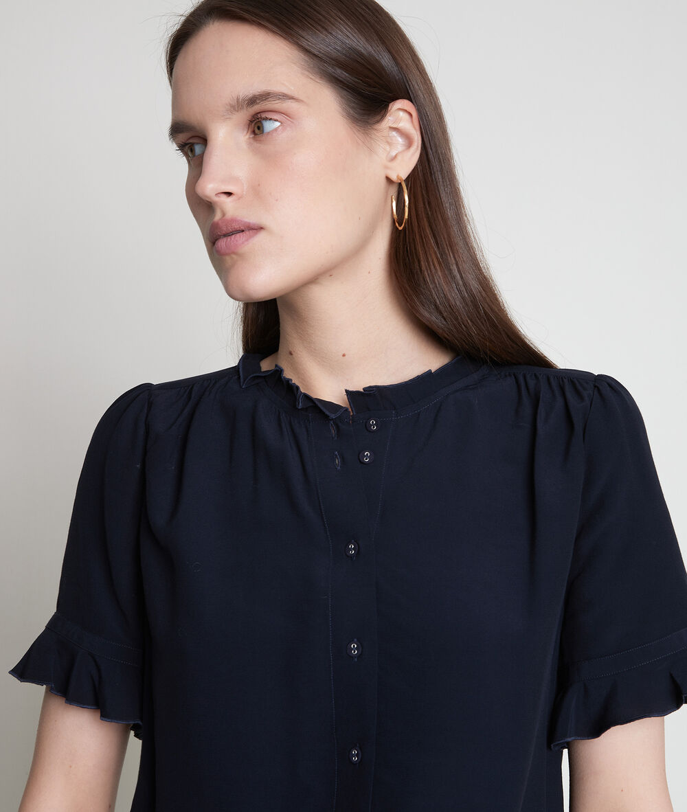 Marineblauwe soepele blouse van viscose auphelie marine.