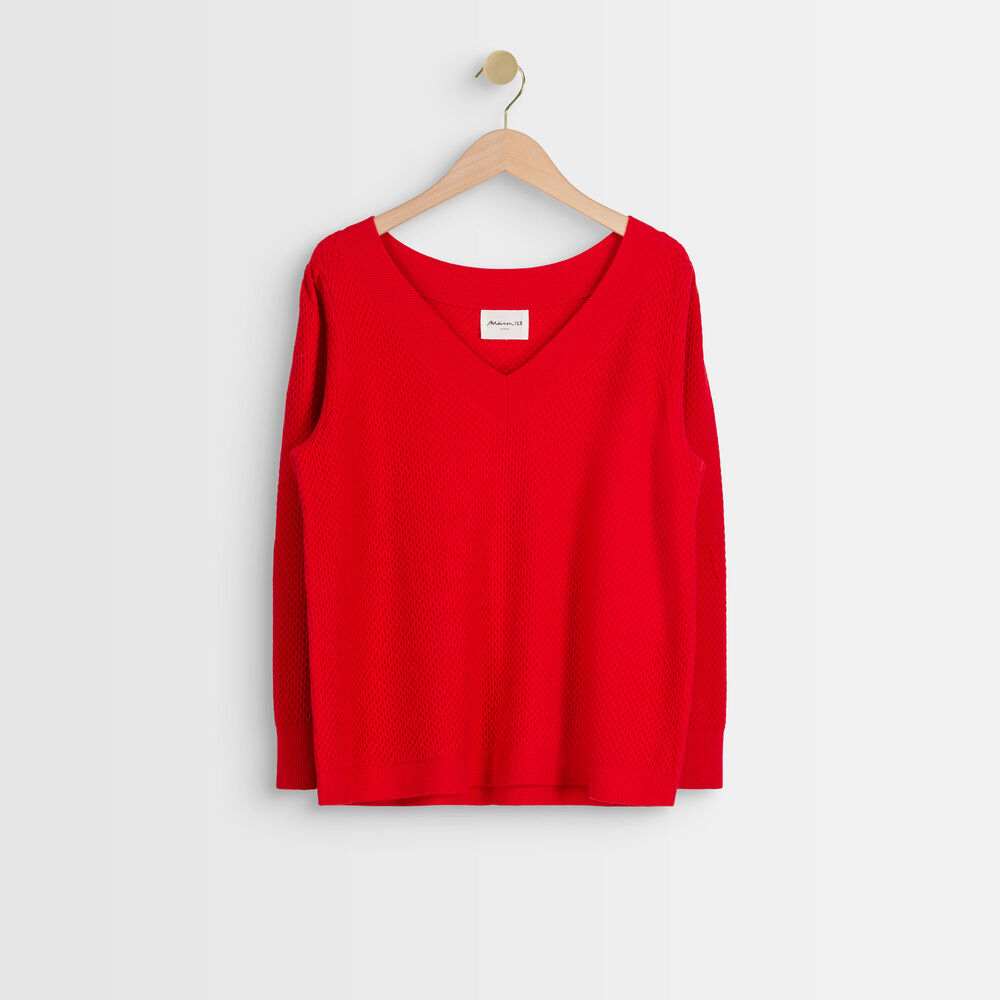 Pull rouge maille fantaisie amore rouge.