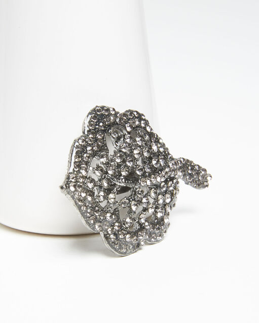 Broche feuille argent et pierres noires xav noir.