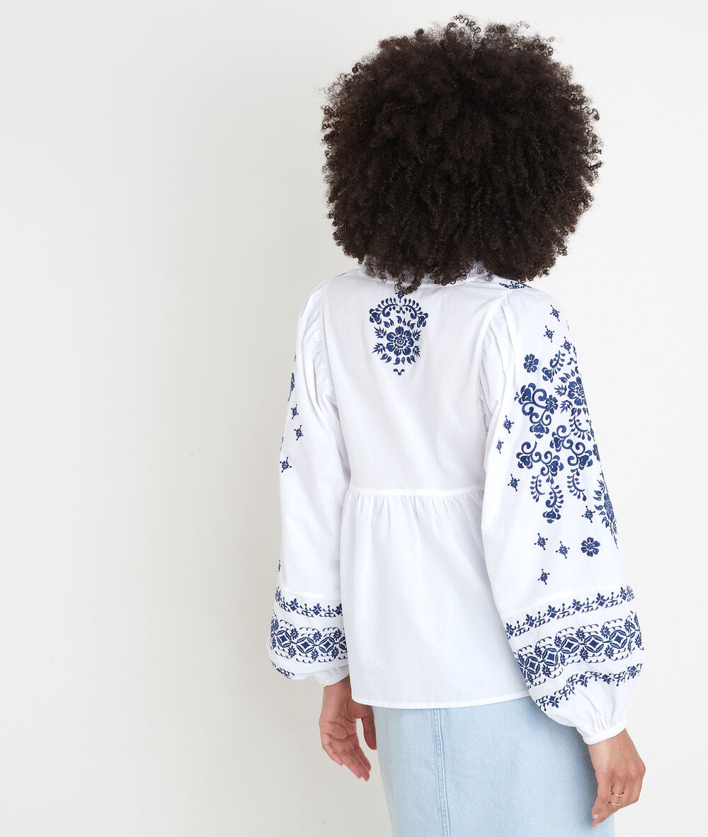Blouse brodée en coton blanc anna ecru.