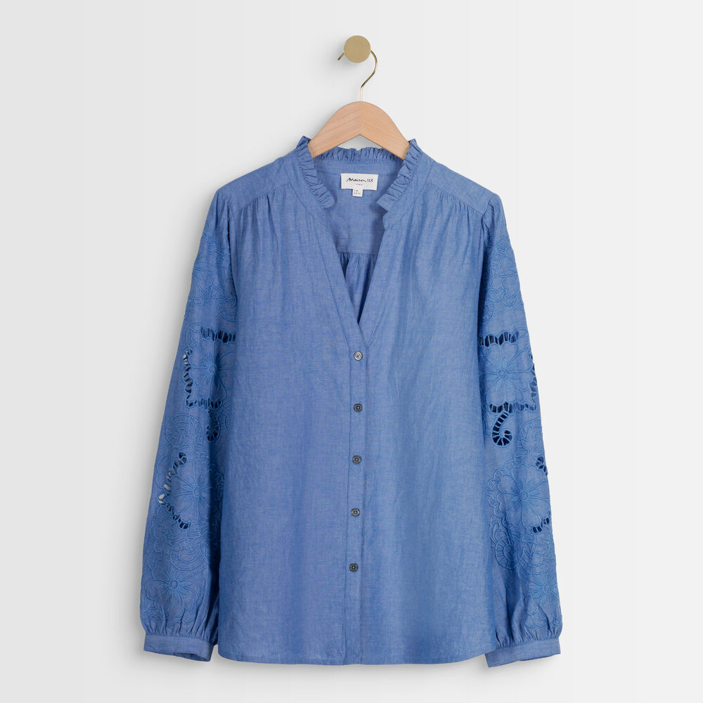 Blouse brodée tori ciel.