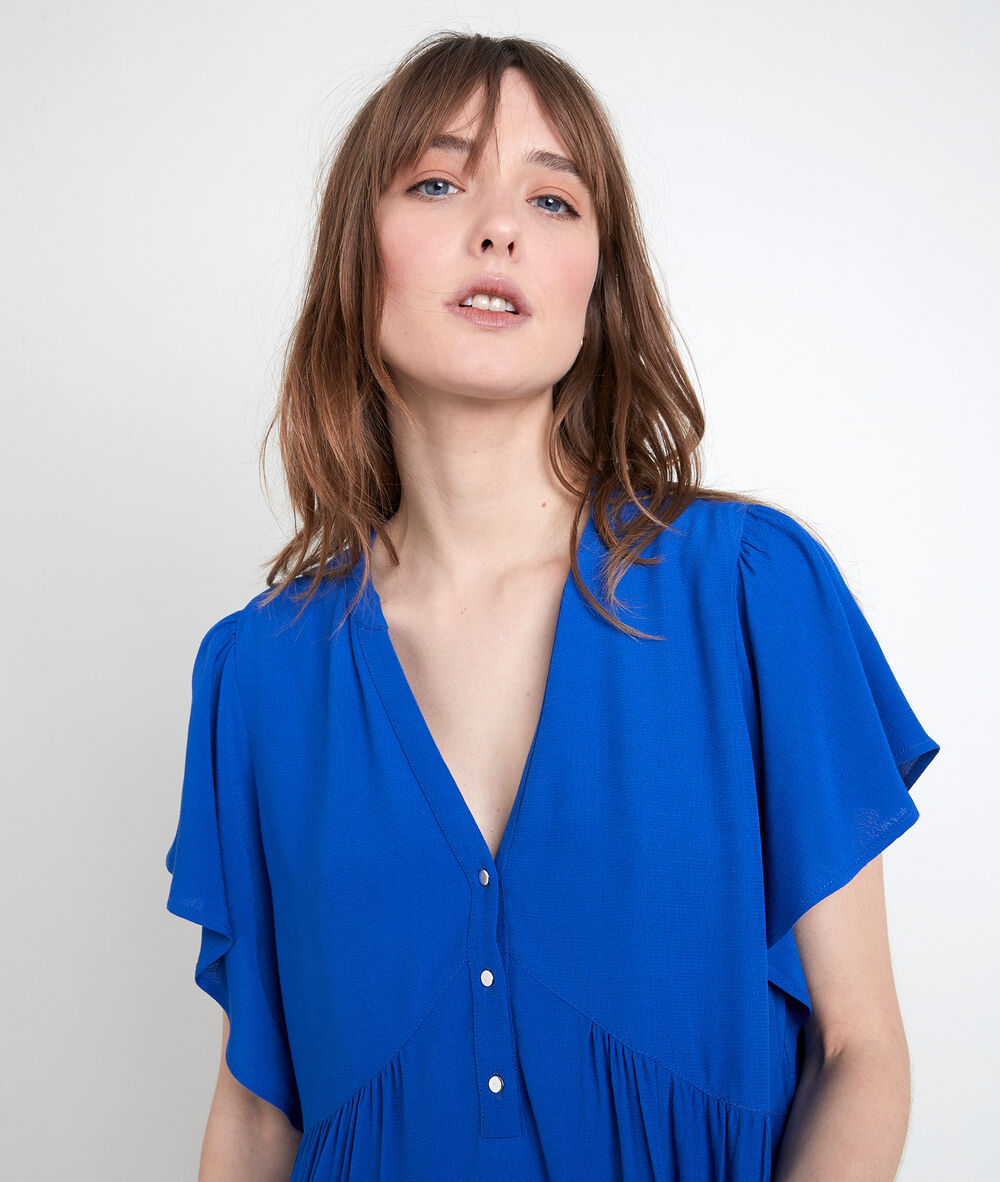 Robe en viscose recyclée bleue callo myosotis.