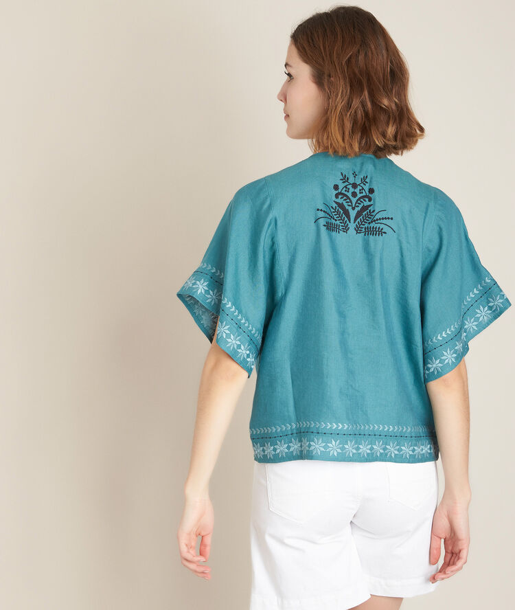 Blouse brodée ebira sauge.