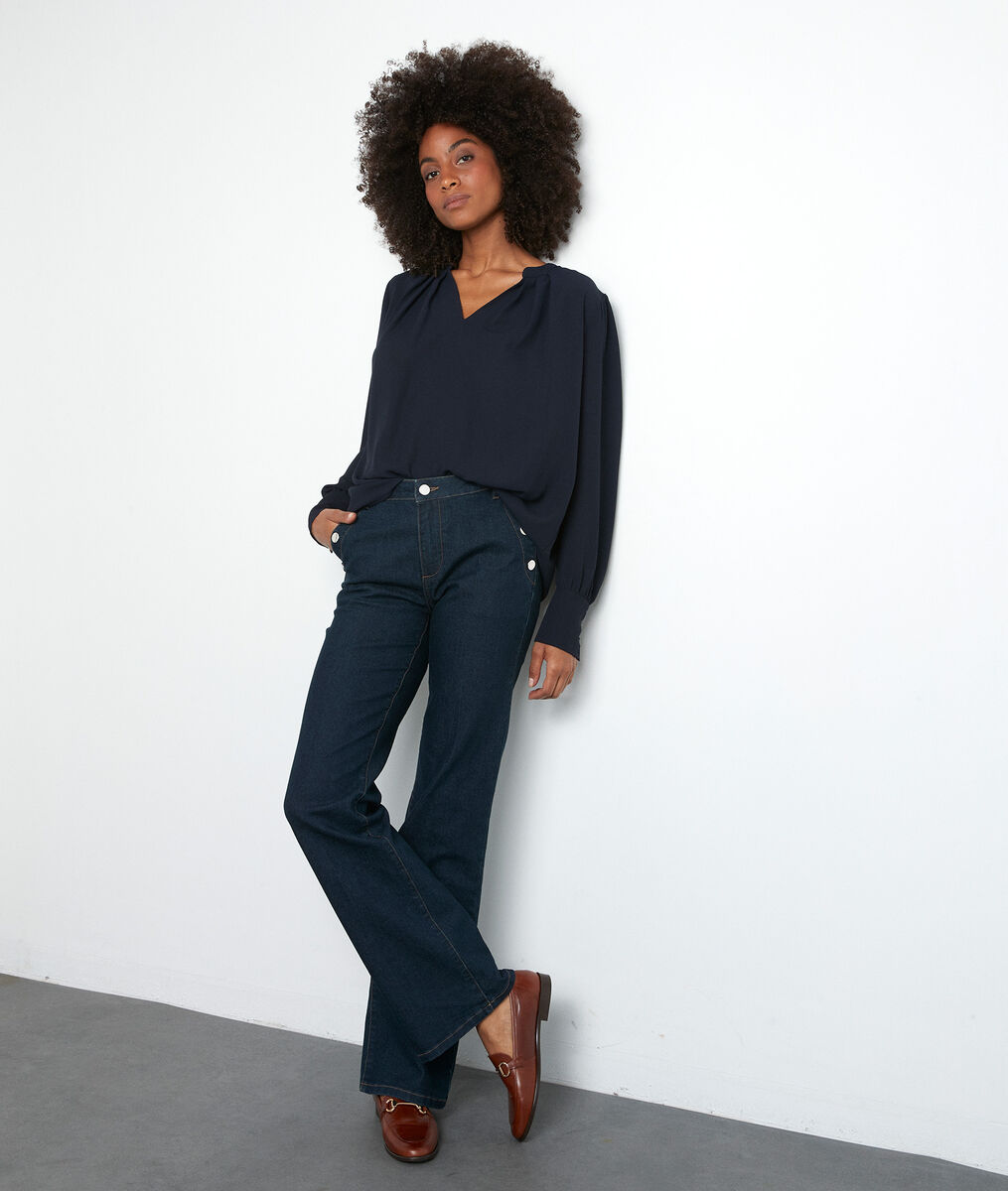 Blouse fluide et structurée marine Adixia | 1-2-3 Blouse fluide et structurée marine Adixia PhotoZ | 1-2-3