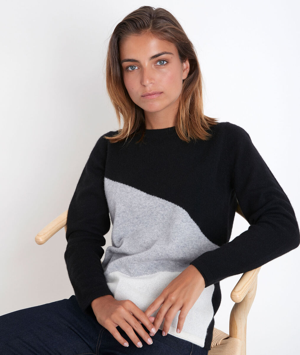Pull en cachemire colorblock Raven | 1-2-3 Pull en cachemire colorblock Raven PhotoZ | 1-2-3
