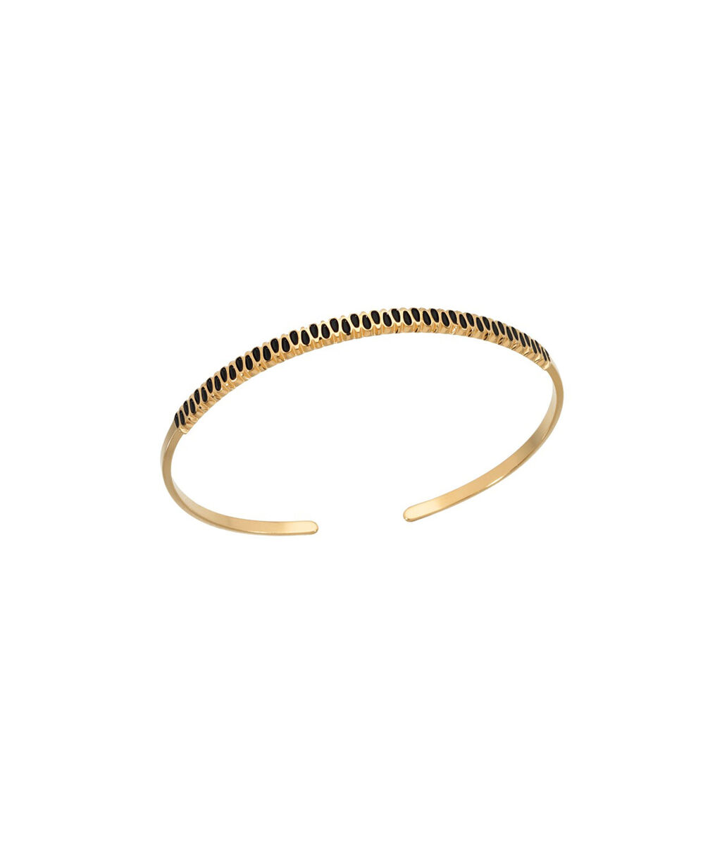 Bracelet jonc or pétale noir Bijoux Léone | 1-2-3 Bracelet jonc or pétale noir Bijoux Léone PhotoZ | 1-2-3
